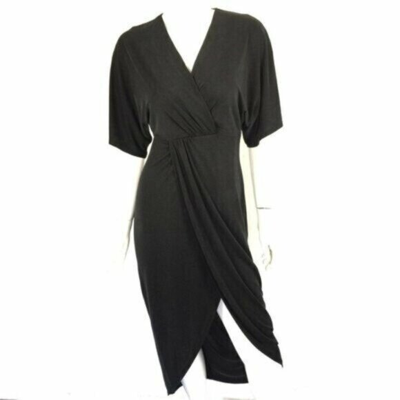 ASTR The Label Dress XS Gray Wrap Short Sleeve Cocktail Party - Picture 1 of 5